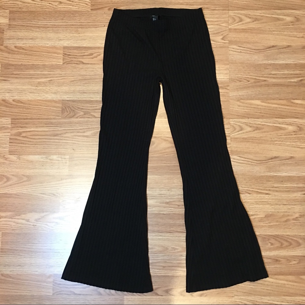 Forever 21 black ribbed flare pants